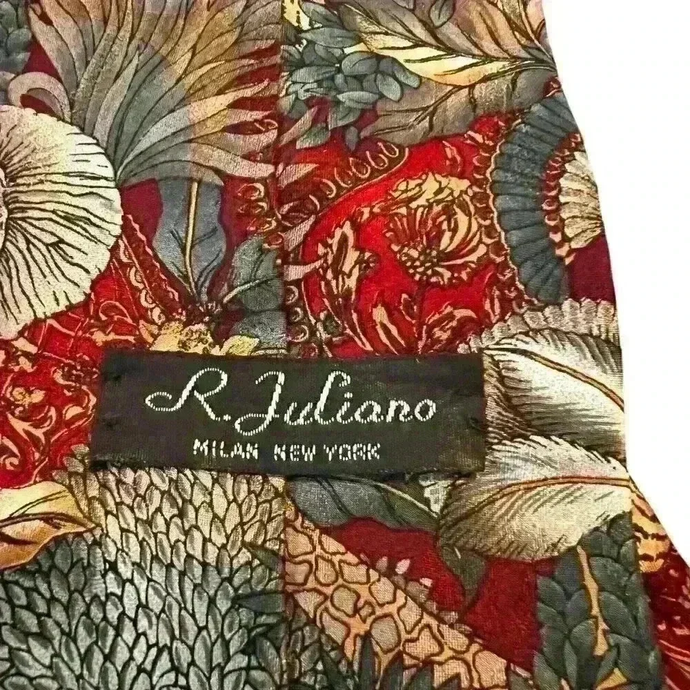 R Juliano 100%‎ Silk Tie Animal Print Business Preppy